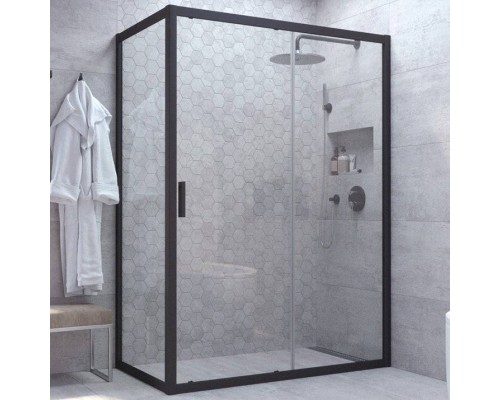 Душевой уголок Vegas Glass ZP+ZPV NOVO 120*90 02М 01 профиль черный матовый, стекло прозрачное