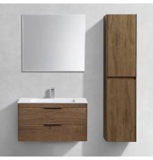 Мебель для ванной комнаты Vincea Chiara 2D 80, 2 ящика, дуб табак, с белой раковиной