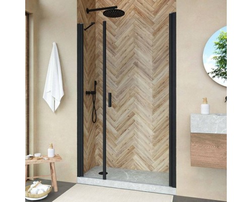 Душевая дверь в нишу Vegas Glass EP-F-2 Novo 125 02М 01 R профиль черный матовый, стекло прозрачное