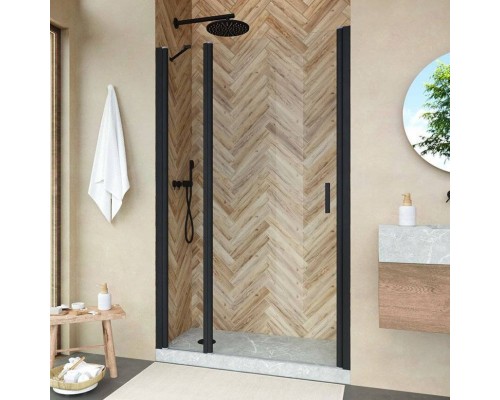 Душевая дверь в нишу Vegas Glass EP-F-1 Novo 150 02М 01 L профиль черный матовый, стекло прозрачное