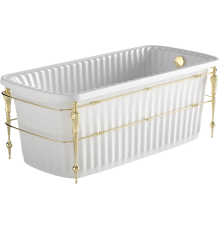 Ванна из искусственного камня Migliore Olivia 24377 175x80 см, отдельностоящая, с ножками, со сливом-переливом, фурнитура золото