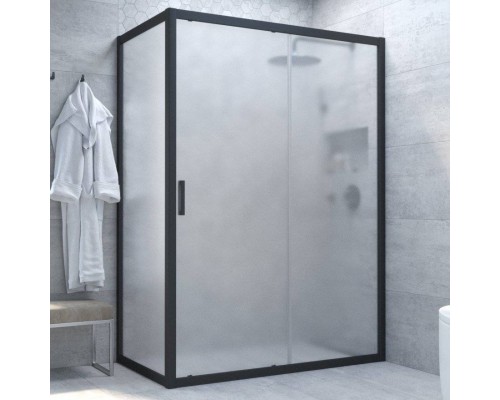 Душевой уголок Vegas Glass ZP+ZPV NOVO 140*80 02М 10 профиль черный матовый, стекло сатин