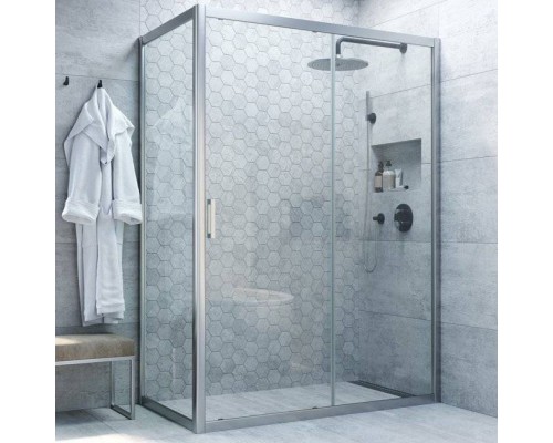 Душевой уголок Vegas Glass ZP+ZPV NOVO 130*80 07 01 профиль матовый хром, стекло прозрачное