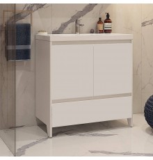 Тумба под раковину Velvex Klaufs 80.2D.1Y белая, напольная (Ненадлежащее качество: дефект на дверце )