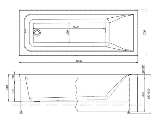 Акриловая ванна Aquanet Aura 180x70 (с каркасом)