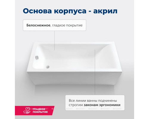 Акриловая ванна Aquanet Bright 165x70 (с каркасом)