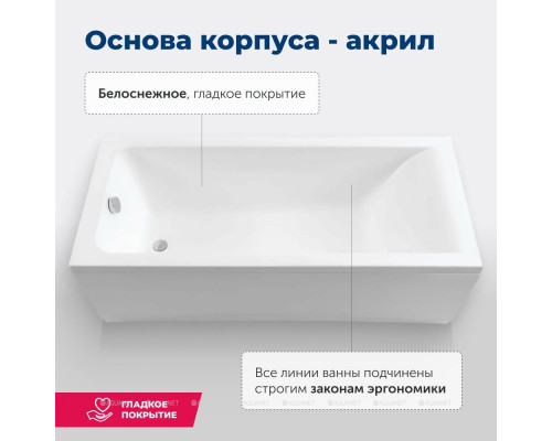Акриловая ванна Aquanet Bright 180x80 (с каркасом)