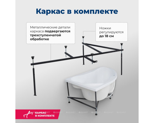 Акриловая ванна Aquanet Capri 160x100 R (с каркасом)