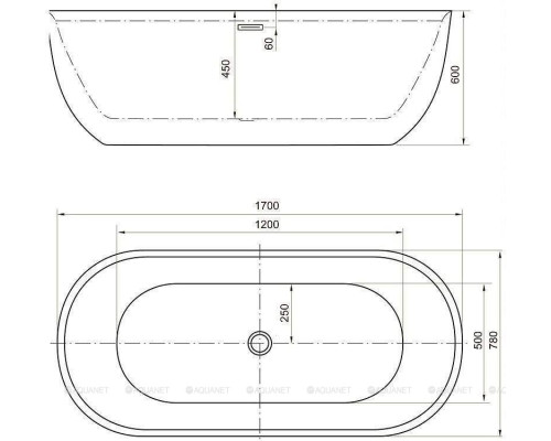 Акриловая ванна Aquanet Delight 170x78 черный матовый