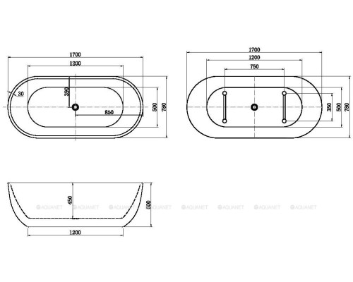 Акриловая ванна Aquanet Delight 170x78