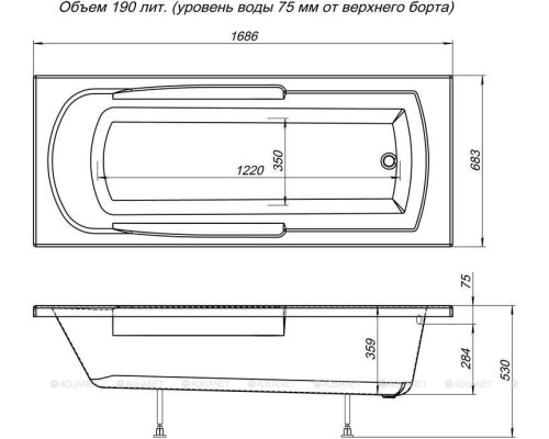 Акриловая ванна Aquanet Extra 170x70