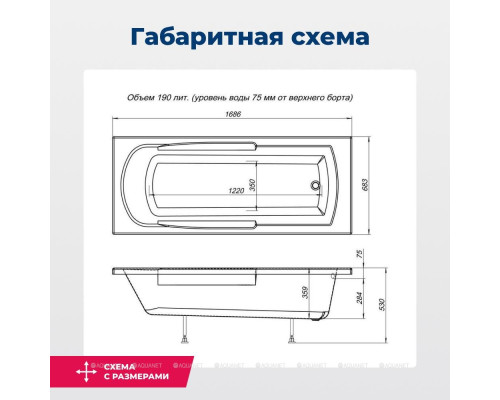 Акриловая ванна Aquanet Extra 170x70 (с каркасом)