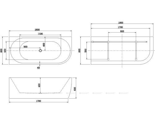 Акриловая ванна Aquanet Family Elegant A 180x80 3805-N-GW
