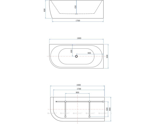 Акриловая ванна Aquanet Family Elegant B 180x80 3806-N-GW-MB