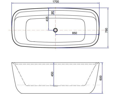 Акриловая ванна Aquanet Family Fine 170x78 95778-GW-MB