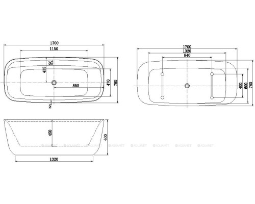 Акриловая ванна Aquanet Family Fine 170x78 95778-GW