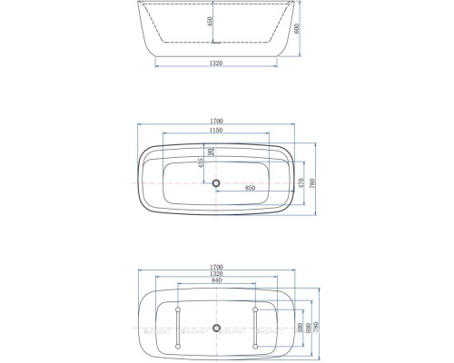 Акриловая ванна Aquanet Family Fine 170x78 95778-MW-MB