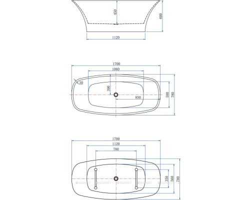 Акриловая ванна Aquanet Family Smart 170x78 88778-GW-MB