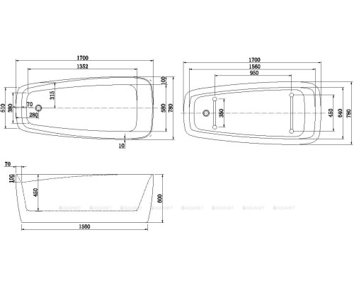 Акриловая ванна Aquanet Family Trend 170x78 90778-GW