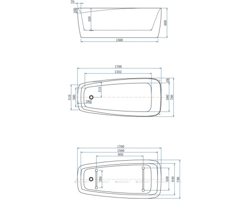 Акриловая ванна Aquanet Family Trend 170x78 90778-MW-MB