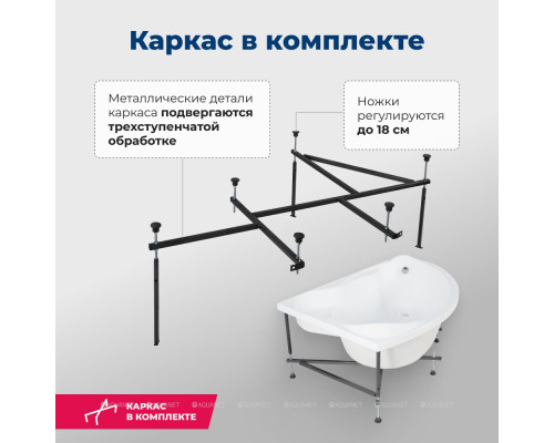 Акриловая ванна Aquanet Jamaica 160x100 L (с каркасом)