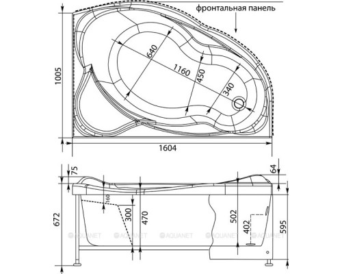 Акриловая ванна Aquanet Jamaica 160x100 R