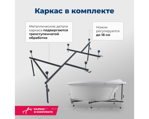 Акриловая ванна Aquanet Jamaica 160x100 R (с каркасом)