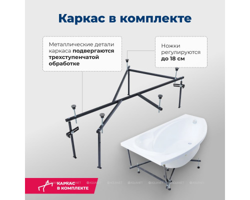 Акриловая ванна Aquanet Jersey 170x90 L (с каркасом)