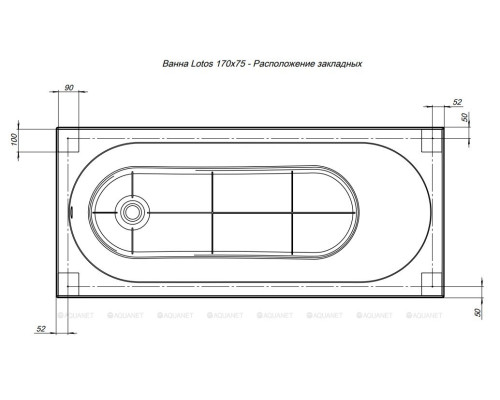 Акриловая ванна Aquanet Lotos 170x75