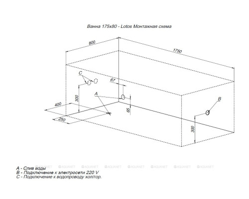 Акриловая ванна Aquanet Lotos 175x80 (с каркасом)