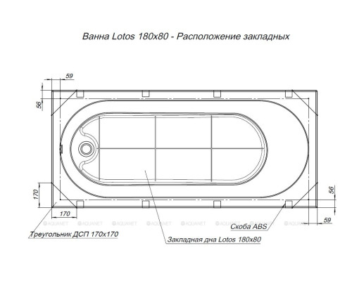 Акриловая ванна Aquanet Lotos 180x80 (с каркасом)