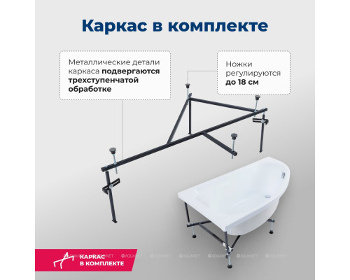 Акриловая ванна Aquanet Mia 140x80 L (с каркасом)