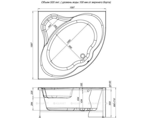 Акриловая ванна Aquanet Santiago 160x160
