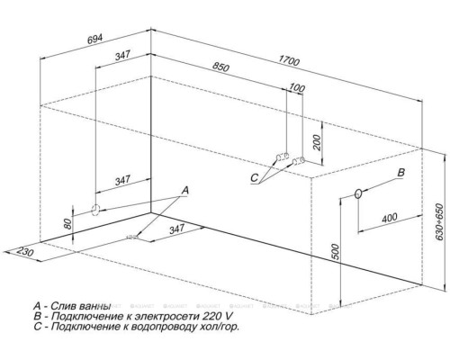 Акриловая ванна Aquanet Tessa NEW 170x70 (с каркасом)