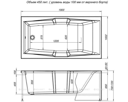 Акриловая ванна Aquanet Vega 190x100