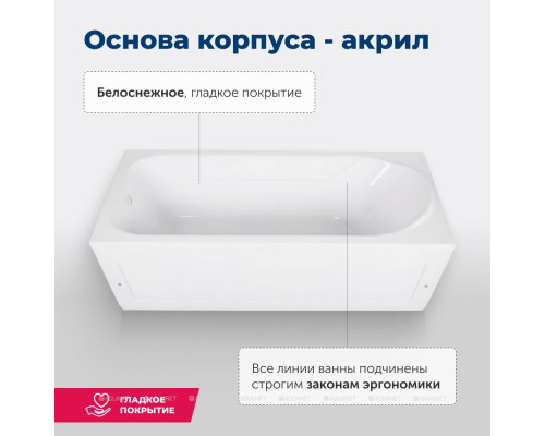 Акриловая ванна Aquanet West NEW 170x70 (с каркасом)