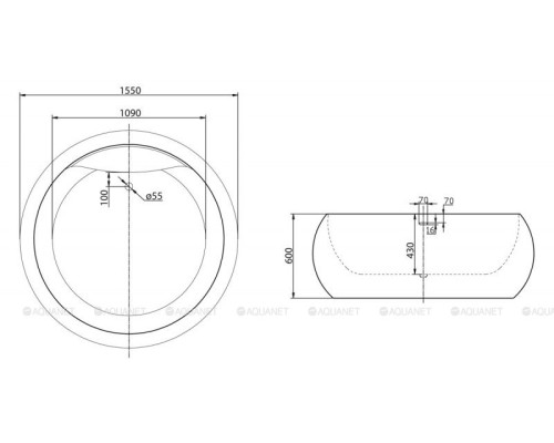 Акриловая ванна BelBagno 155х155 BB30-1550