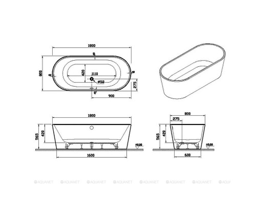 Акриловая ванна VitrA Geo 180x80 65380006000