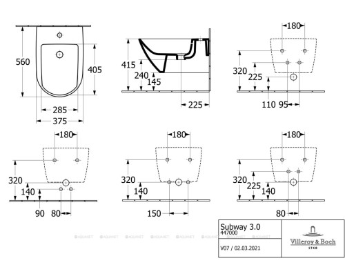 Биде подвесное Villeroy & Boch Subway 3.0 447000R1
