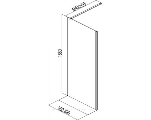 Боковая стенка Aquanet Cinetic AE12-F-90H190U-CT 900, прозрачное стекло