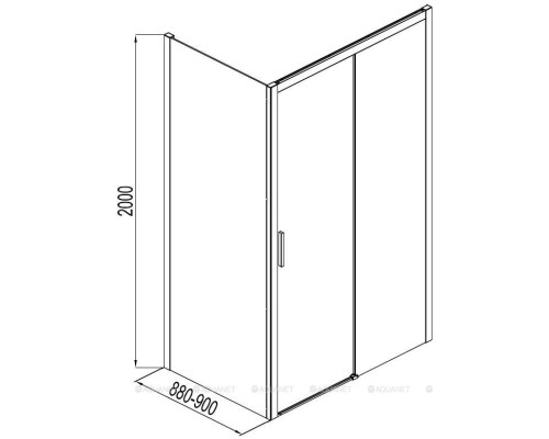 Боковая стенка Aquanet Pleasure AE60-F-90H200U-BT 90, прозрачное стекло