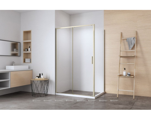 Душевая дверь Aquanet Pleasure Evo 150 AE65-N150-GBT профиль золото-никель браш, прозрачное стекло