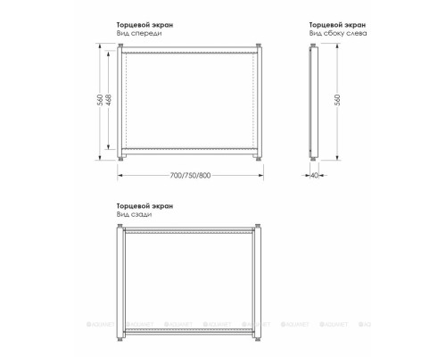 Боковой экран Aquanet Kupe 80x56
