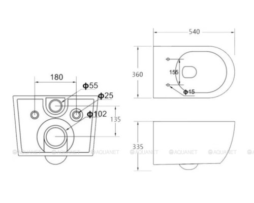 Подвесной унитаз Cezares Molveno CZR-2468-TH-R