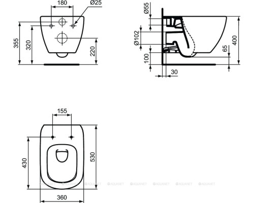 Подвесной унитаз Ideal Standard Silk Black TESI AquaBlade T0079V3 черный