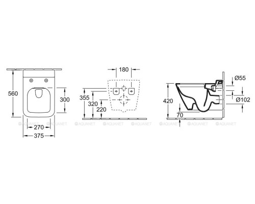 Подвесной унитаз Villeroy & Boch Finion 4664 R0 R1 375x560 CeramicPlus