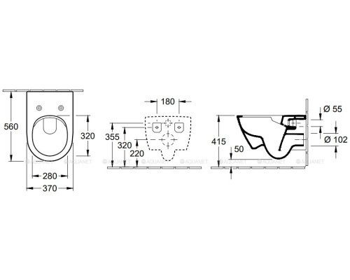 Чаша подвесного унитаза Villeroy & Boch Subway 2.0 5614R2R1