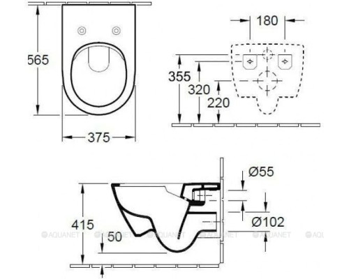 Чаша подвесного унитаза Villeroy & Boch Subway 2.0 5614 R0 R1