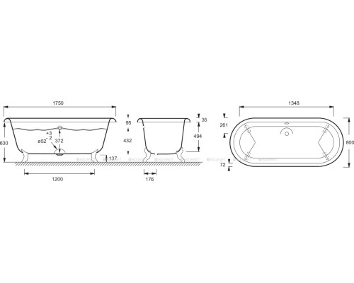 Чугунная ванна Jacob Delafon Cleo 175х80 E2901N-00