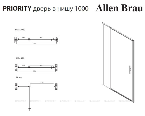 Душевая дверь Allen Brau Priority 100 3.31030.BBA черный браш